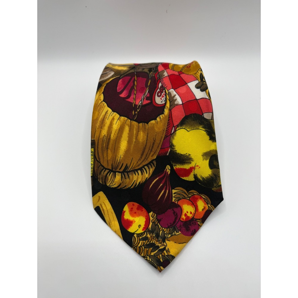 Nicole Miller Vintage 1991 Silk Tie Italian Food Pasta Olive Oil Pantry Novelty